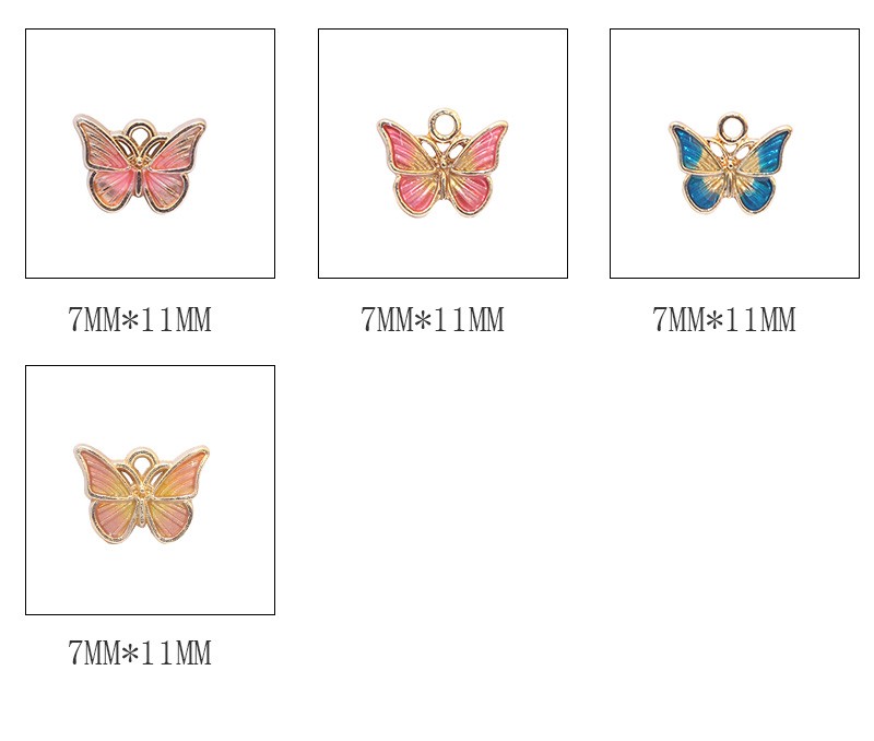 厂家直销DIY饰品配件 时尚滴油双色蝴蝶挂件 手链耳环耳夹小挂饰详情图2