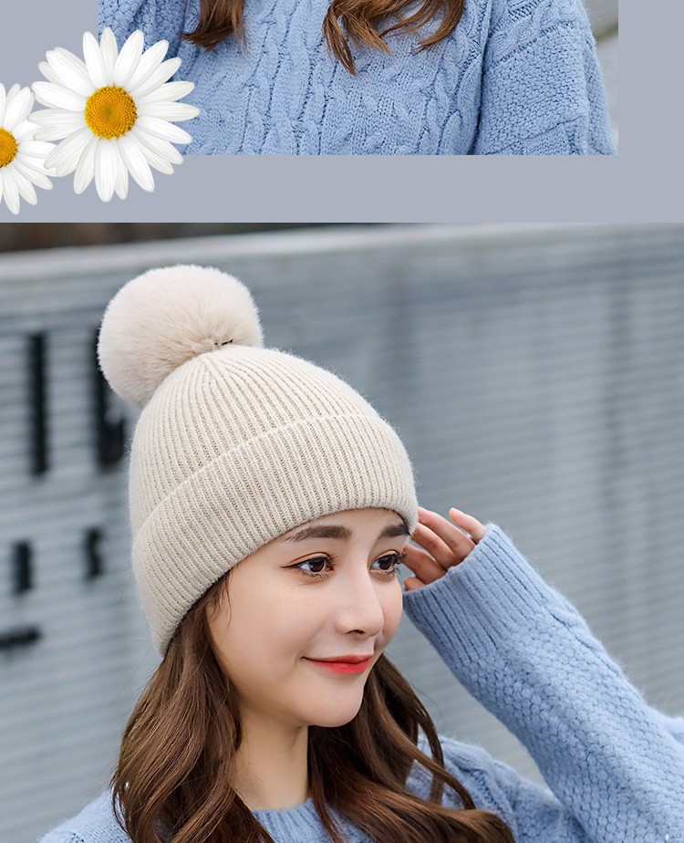 Sombrero de moda mujer otoño-invierno versión coreana más veludo mantener caliente versátil invierno dos piezas cuello gorra de una pieza detail image 17