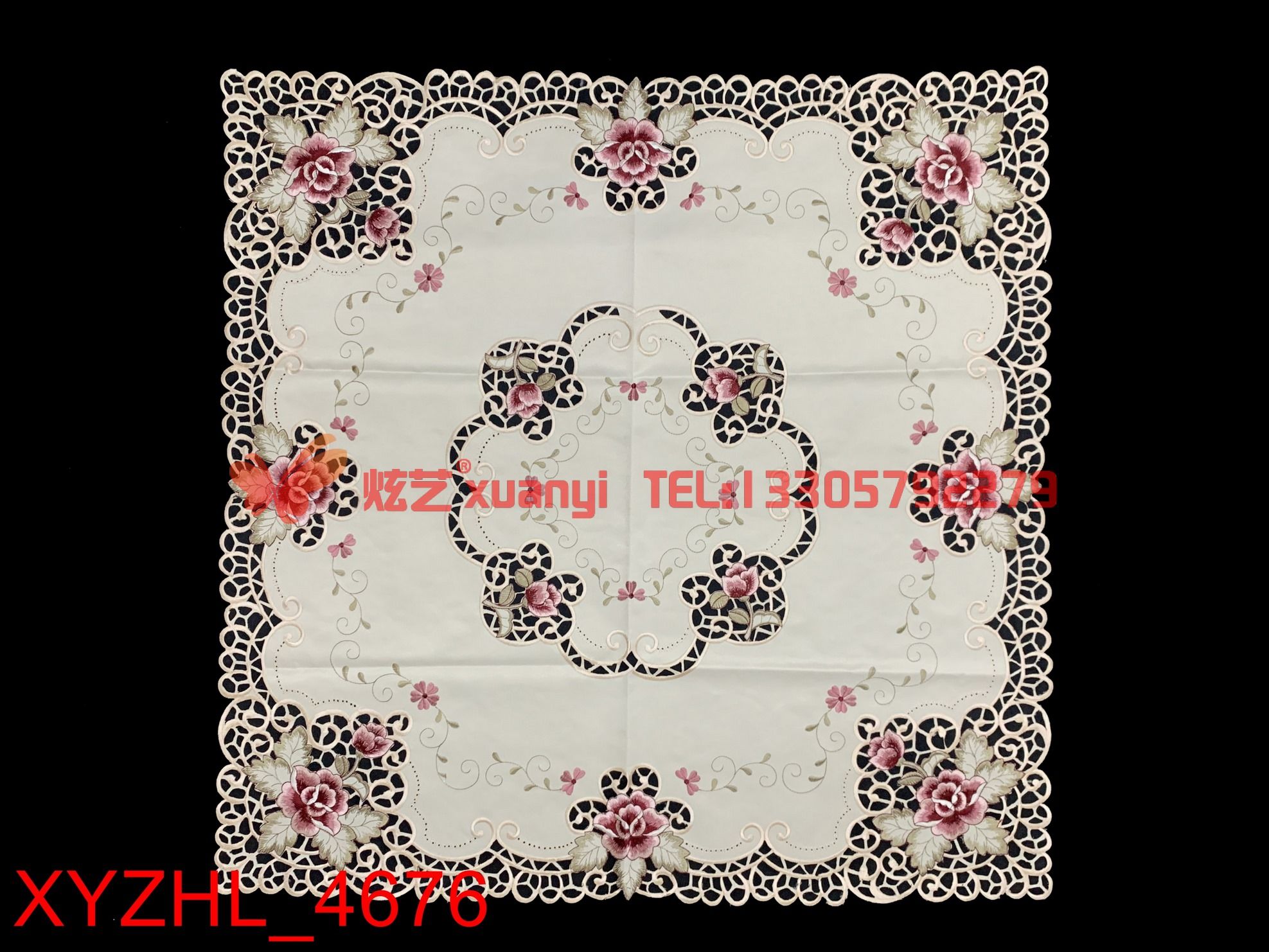 Computer embroidered tablecloth plate cushion Festival table flag Christmas table cloth thumbnail