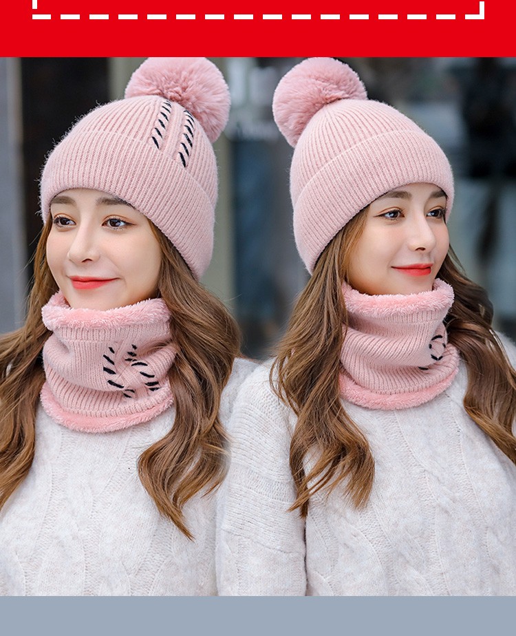 Sombrero de moda mujer otoño-invierno versión coreana más veludo mantener caliente versátil invierno dos piezas cuello gorra de una pieza detail image 4