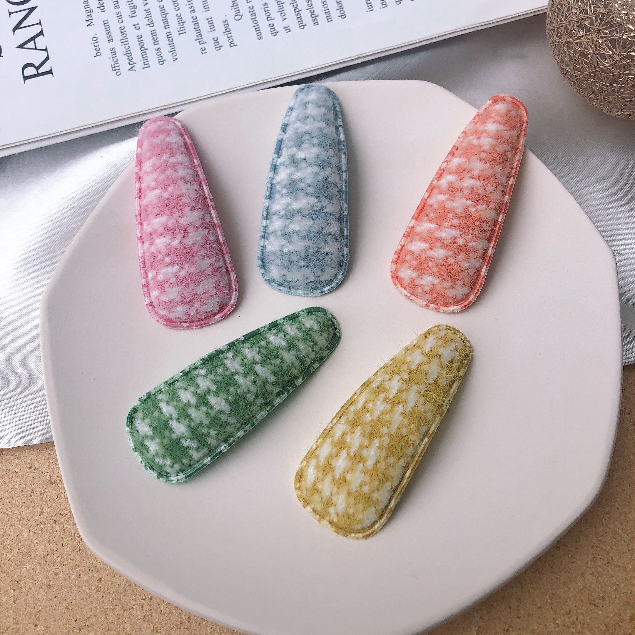 Children hairpin BB clip check flannelette full package cloth art top clip edge clip cute girl hairpin girl hair clip wholesale thumbnail