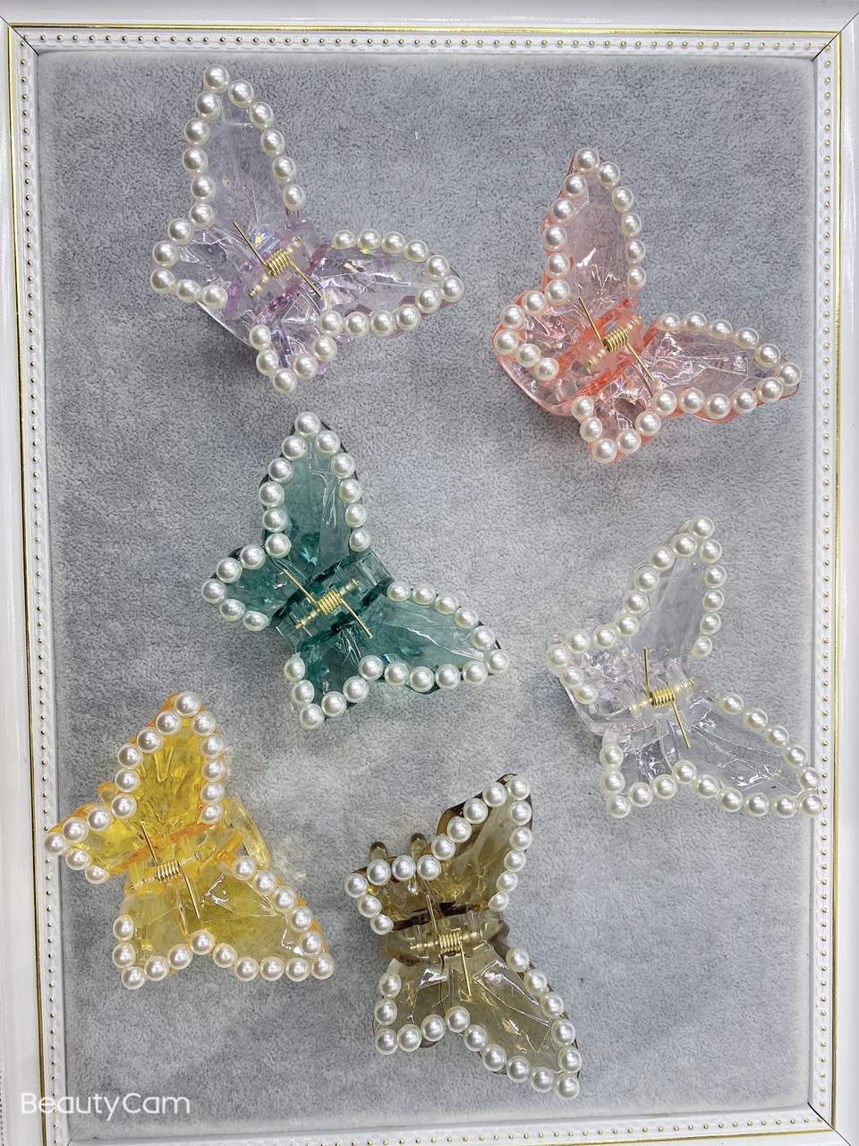 韩国蝴蝶珍珠发夹。图