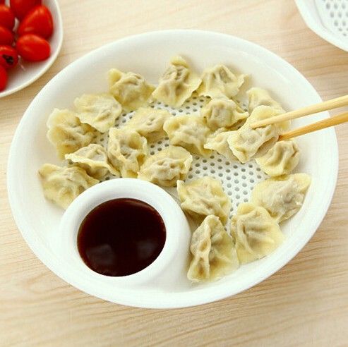 Plastic dumpling plate with vinegar dish, draining water, double-layer plate, large TV, TV shopping, only for foreign trade and export