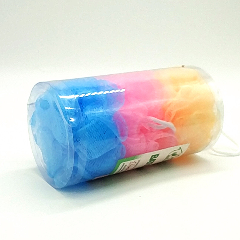 三色PVC盒沐浴花沐浴球浴擦洗澡搓澡巾浴室浴花产品图