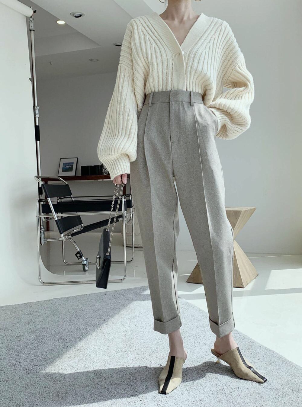 Warm Vertical Strip Sweater details Picture