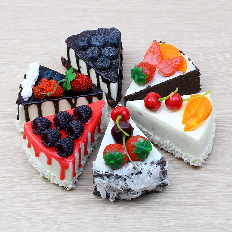 仿真水果生日蛋糕面包模型新款奶油果酱假食物冰箱贴装饰婚庆摆设白底实物图