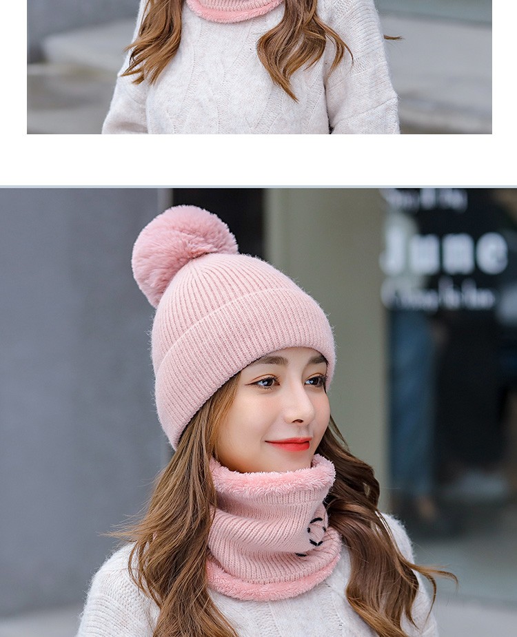 Sombrero de moda mujer otoño-invierno versión coreana más veludo mantener caliente versátil invierno dos piezas cuello gorra de una pieza detail image 15