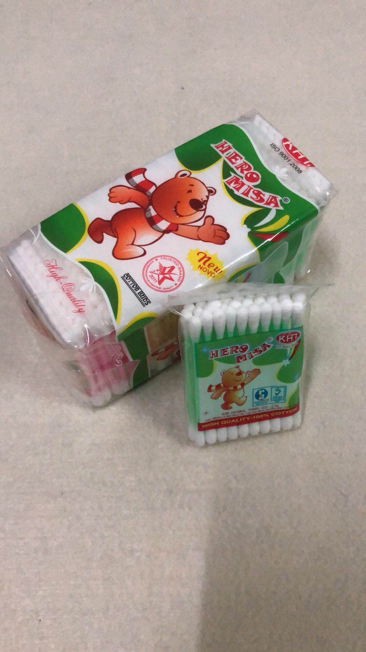 27支胶袋小熊棉签盒装清洁掏耳朵竹棒棉签化妆用美容棒消毒家用棉签