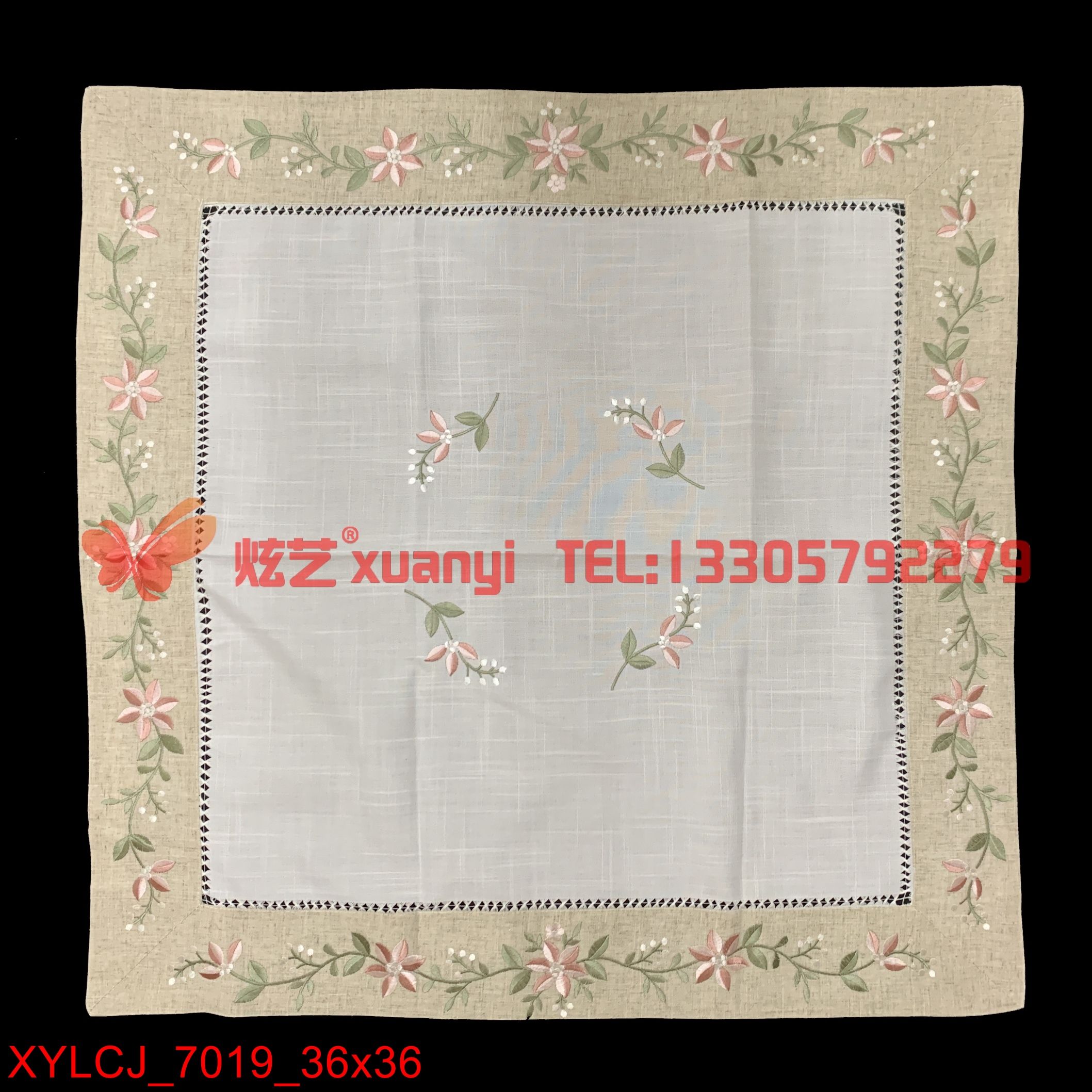 35753炫艺绣品 纯棉绣花自辅边手工绣花 电脑刺绣单色彩色一色绣 欢迎来稿免费打样细节图