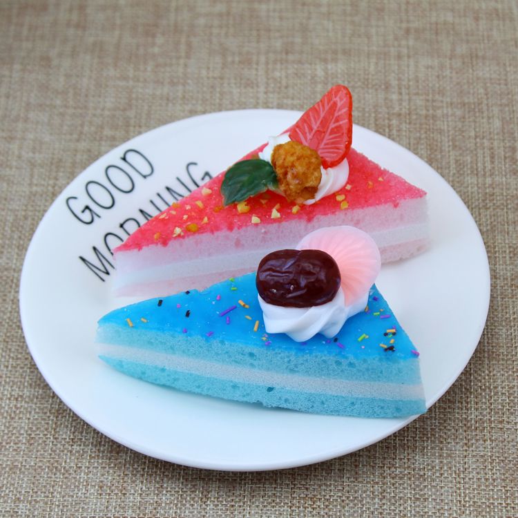 PU仿真水果三角蛋糕模型冰箱贴拍摄道具 迷你小蛋糕套装蛋糕模型白底实物图