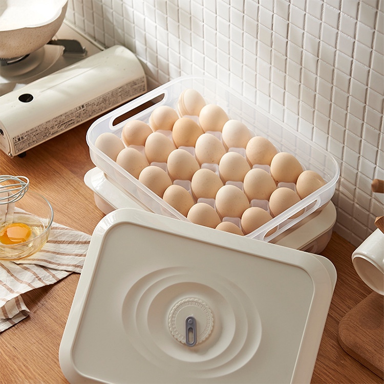Single layer 24-cell vertical egg dumpling storage box Kitchen refrigerator covered egg tupperware egg tray picnic portable compartment thumbnail