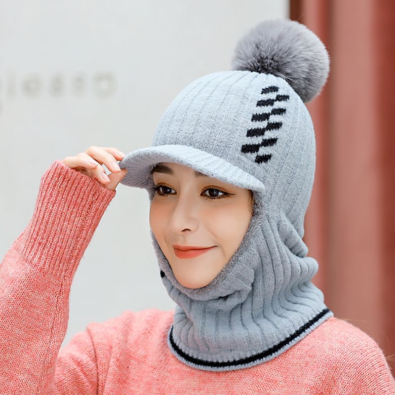 Sombrero de otoño invierno moda de mujer versión coreana hilo de lana versátil cuello de una sola pieza protector del oído térmica sombrero de punto undefined