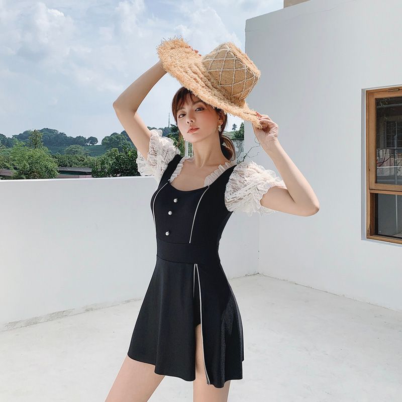 South Korea retro one-piece slimming holiday hot spring swimsuit women
