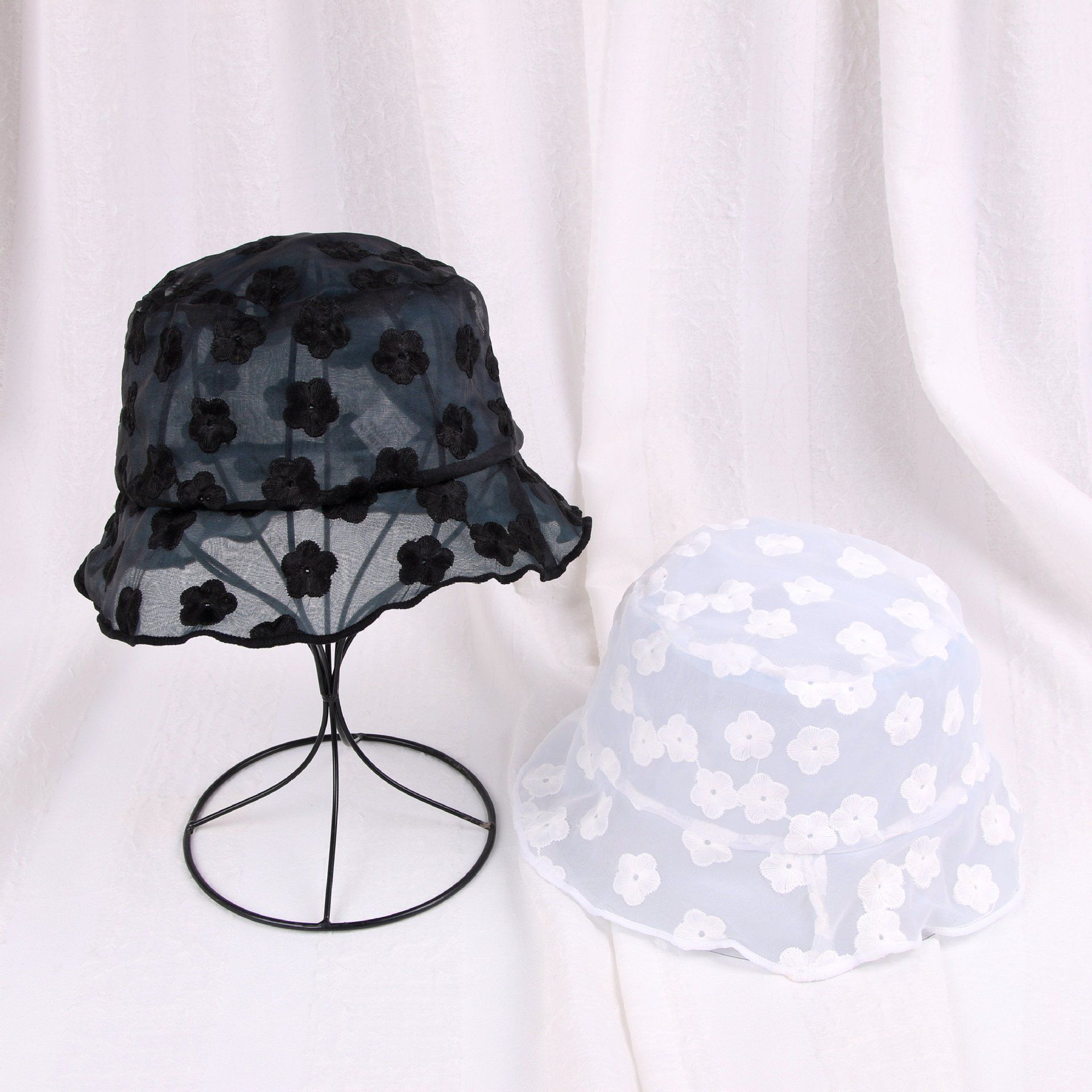 South Korea lace hollow basin hat female summer French retro INS net celebrity versatile mesh breathable elegant fisherman hat thin thumbnail