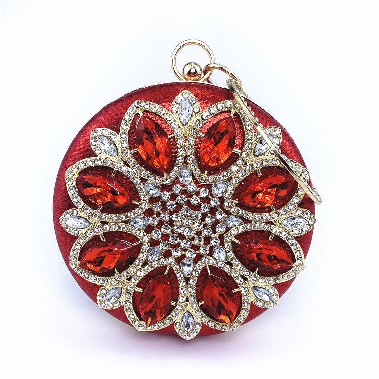 钻包新款手挽晚宴包镶钻礼服圆形时尚钻石女包白底实物图