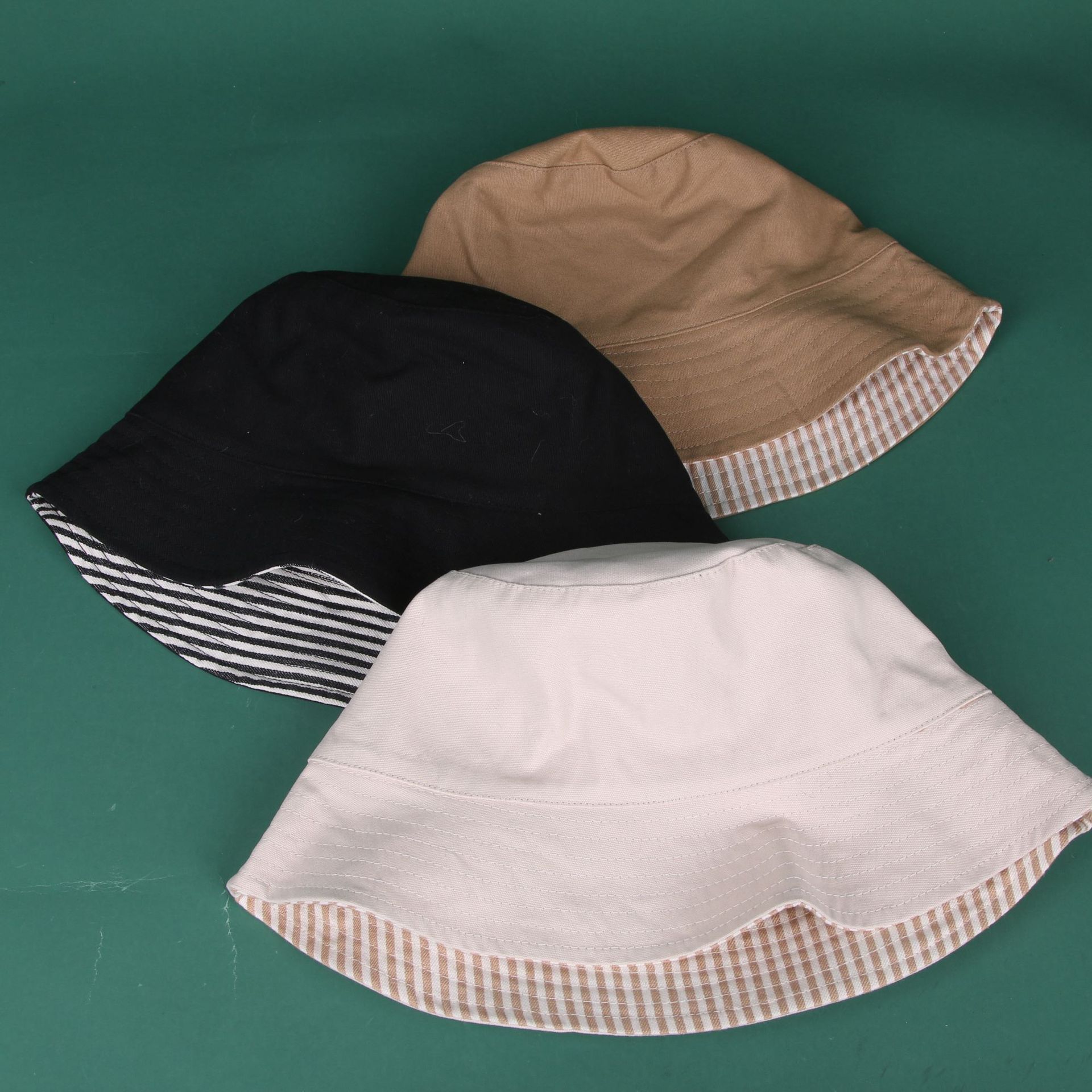 Korean tide double - sided fisherman hat female summer striped large eem basin hat versatile leisure sunshade sunscreen sunhat thumbnail