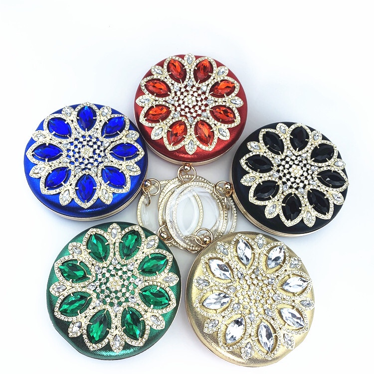 钻包新款手挽晚宴包镶钻礼服圆形时尚钻石女包图