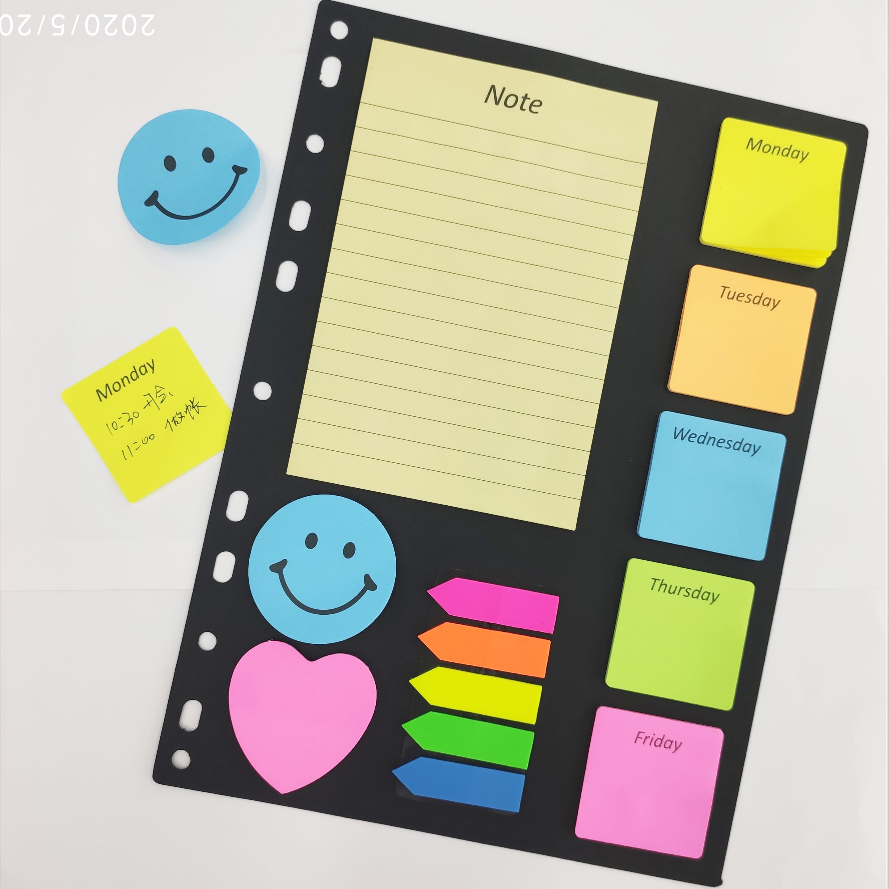 New type of hole-clip combination sticky notes, 6-hole loose-leaf book, special-shaped black paper card combination sticky notes