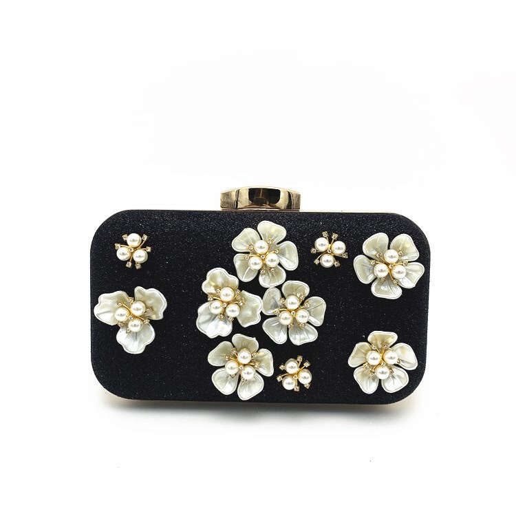 新款晚宴包晚装包时尚花朵珍珠包宴会手拿斜跨包详情图3