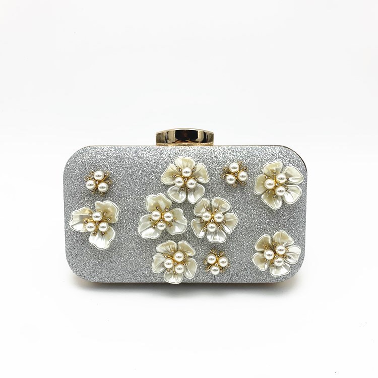 新款晚宴包晚装包时尚花朵珍珠包宴会手拿斜跨包详情图2