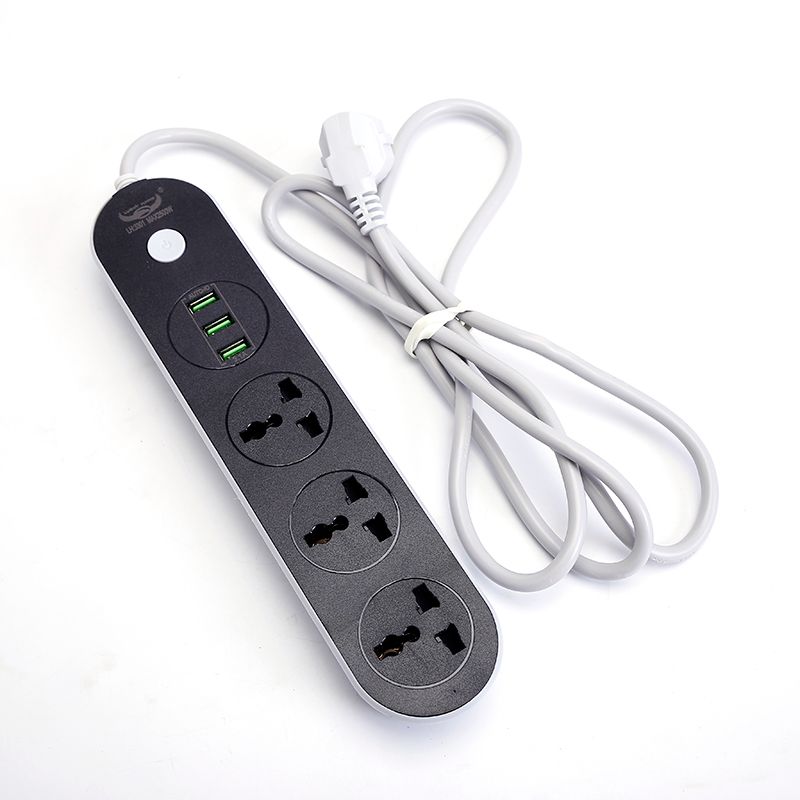黑色3USB 快充3.1A USB 充电插座 排插 出口外销 插排