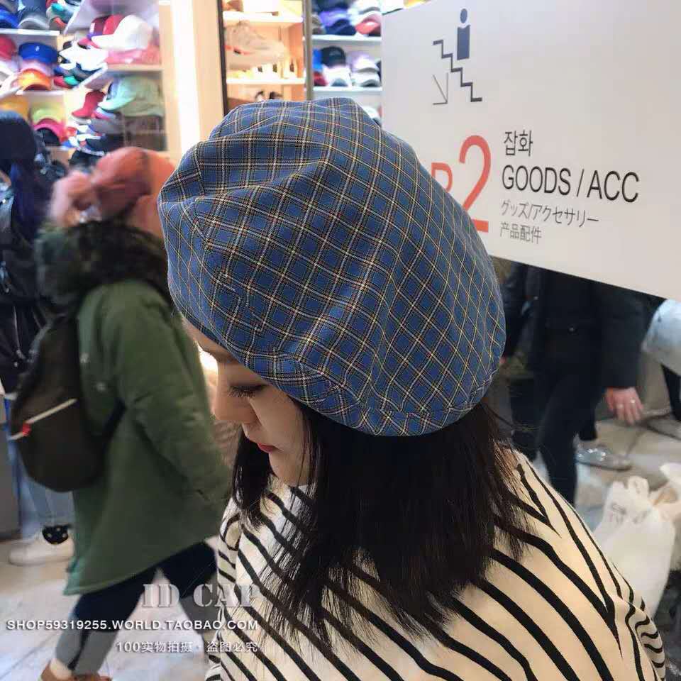 Beret female Korean fashion British retro plaid casual bud hat trend student painter hat thumbnail