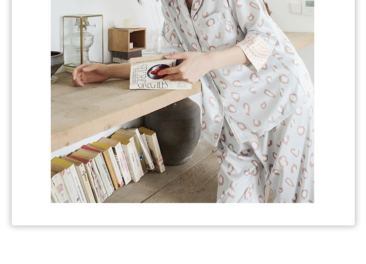 冰雪丝睡衣女长袖春秋新品甜美ins小奶豹纹简约家居服详情图6