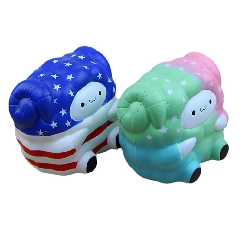 跨境专供新款squishy大绵羊PU慢回弹星空条纹绵羊解压玩具细节图