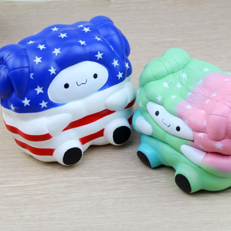 跨境专供新款squishy大绵羊PU慢回弹星空条纹绵羊解压玩具详情图7