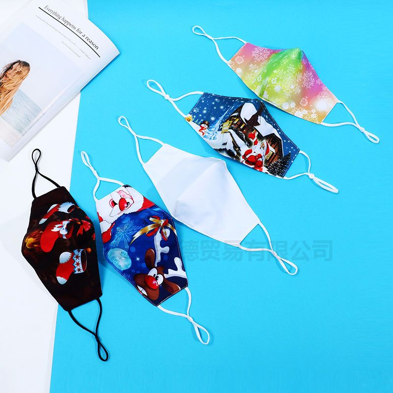 工厂直销新款圣诞节3D印花防尘挂耳式纯棉内里透气口罩定制跨境
