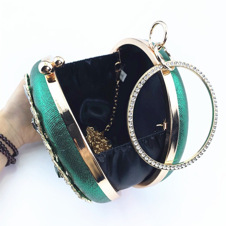 钻包新款手挽晚宴包镶钻礼服圆形时尚钻石女包详情图8