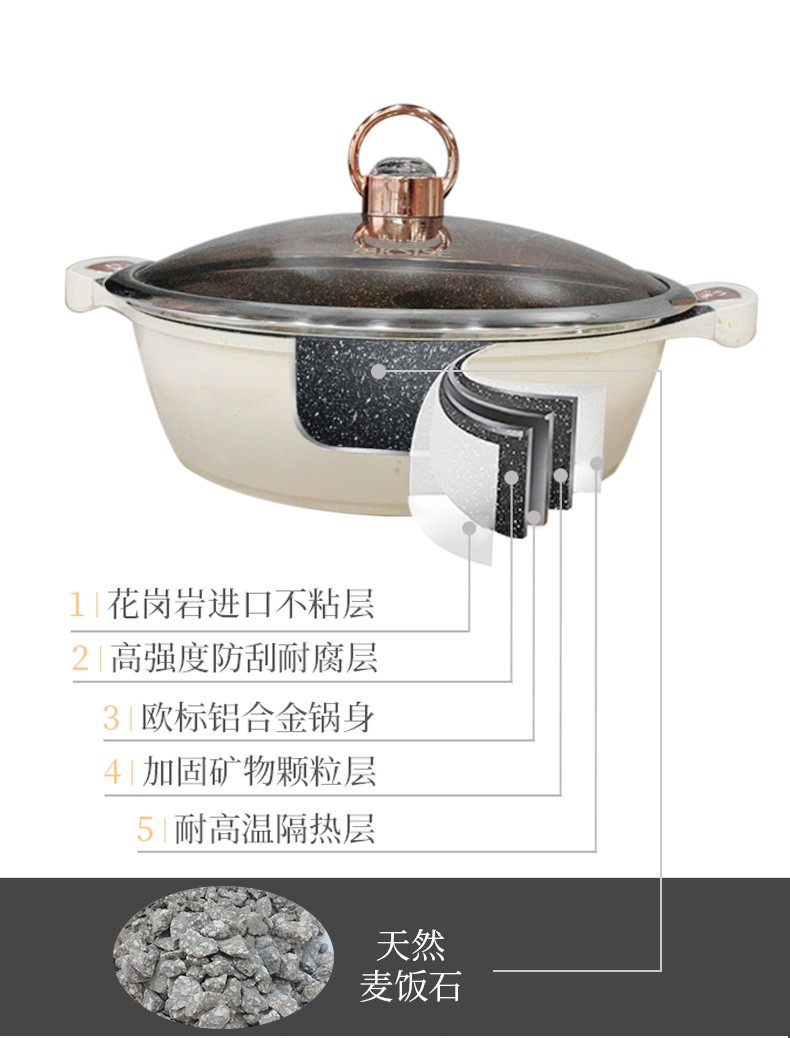 金嫂子鸳鸯锅火锅锅具麦饭石不粘锅电磁炉适用家用大容量火锅盆详情图8