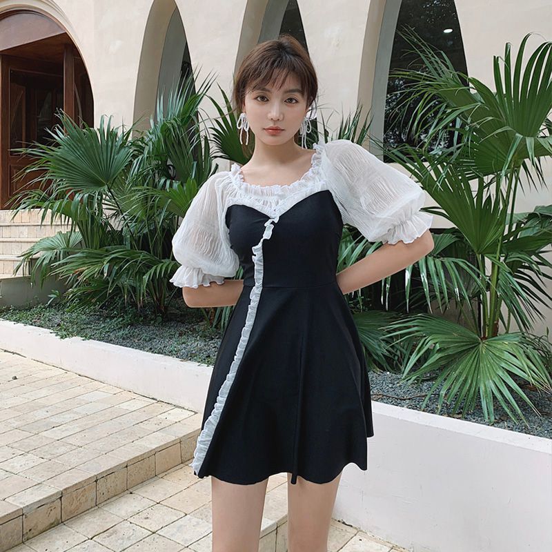 Ns Korea Small clear sexy vacation one-piece slim vacation hot spring bathing suit