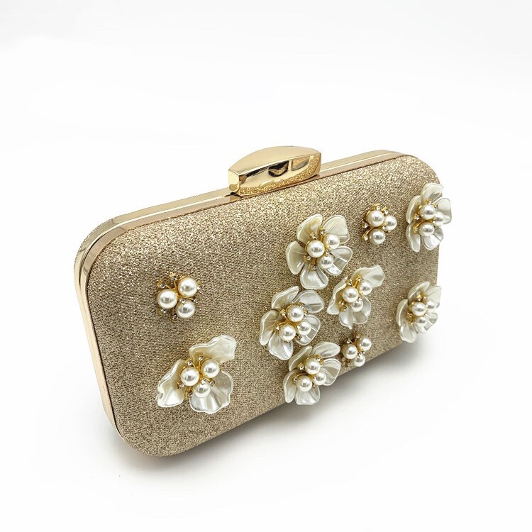 新款晚宴包晚装包时尚花朵珍珠包宴会手拿斜跨包详情图6
