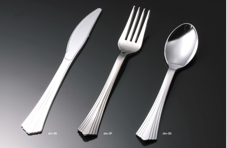 Pm-3S Stainless Steel Plated Plastic Fork Disposable Tableware Party Gold Theme Birthday Party Banquet Plastic Imitation Stainless Steel Fork full figure