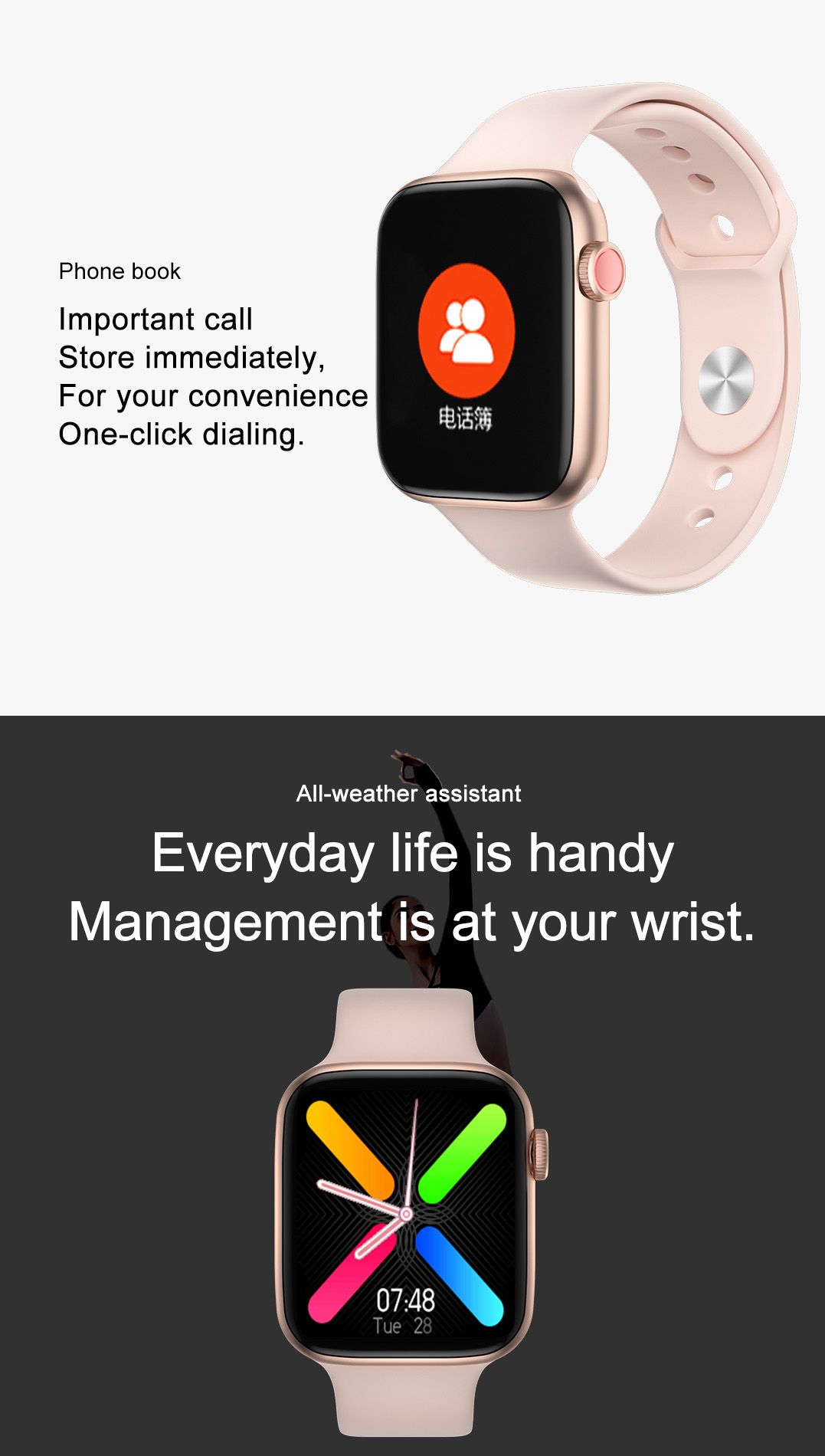 Temperature-measuring smartwatch, Bluetooth smartwatch FT80 Item Picture