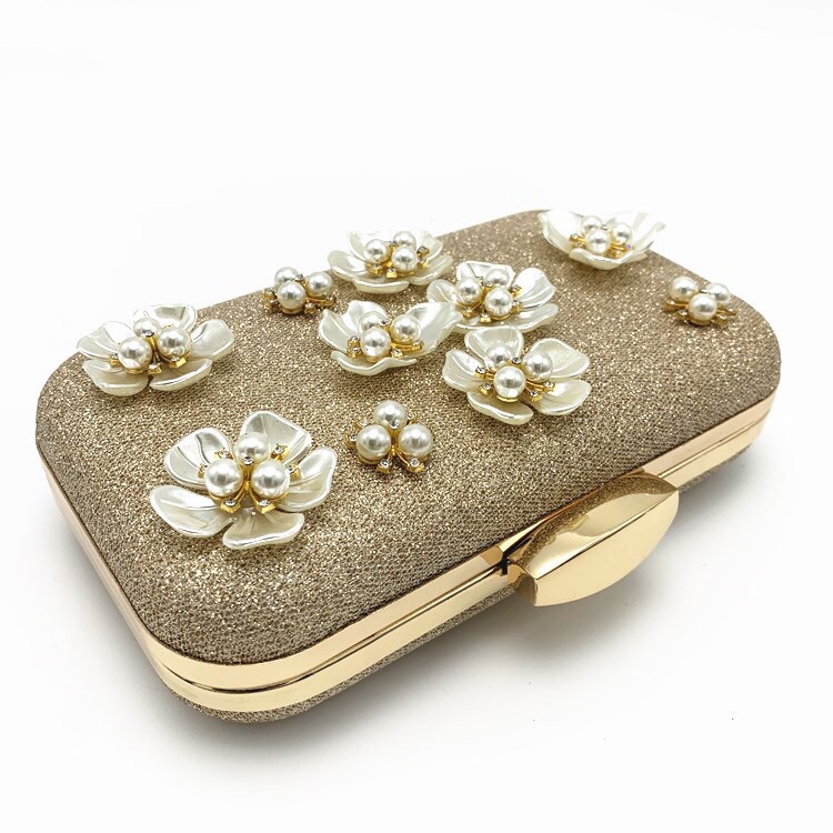 新款晚宴包晚装包时尚花朵珍珠包宴会手拿斜跨包详情图7