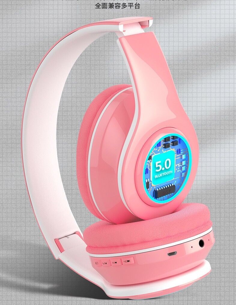 The colorful and luminous Bluetooth wireless headphones are a type of over-ear headset that is compatible with music and calls on all mobile phones and popular headphones detail image 10