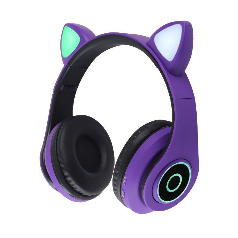 New internet-famous bestseller: Colorful glowing cat ear Bluetooth headphones, cross-border wireless over-ear headphones with stereo sound Item Picture