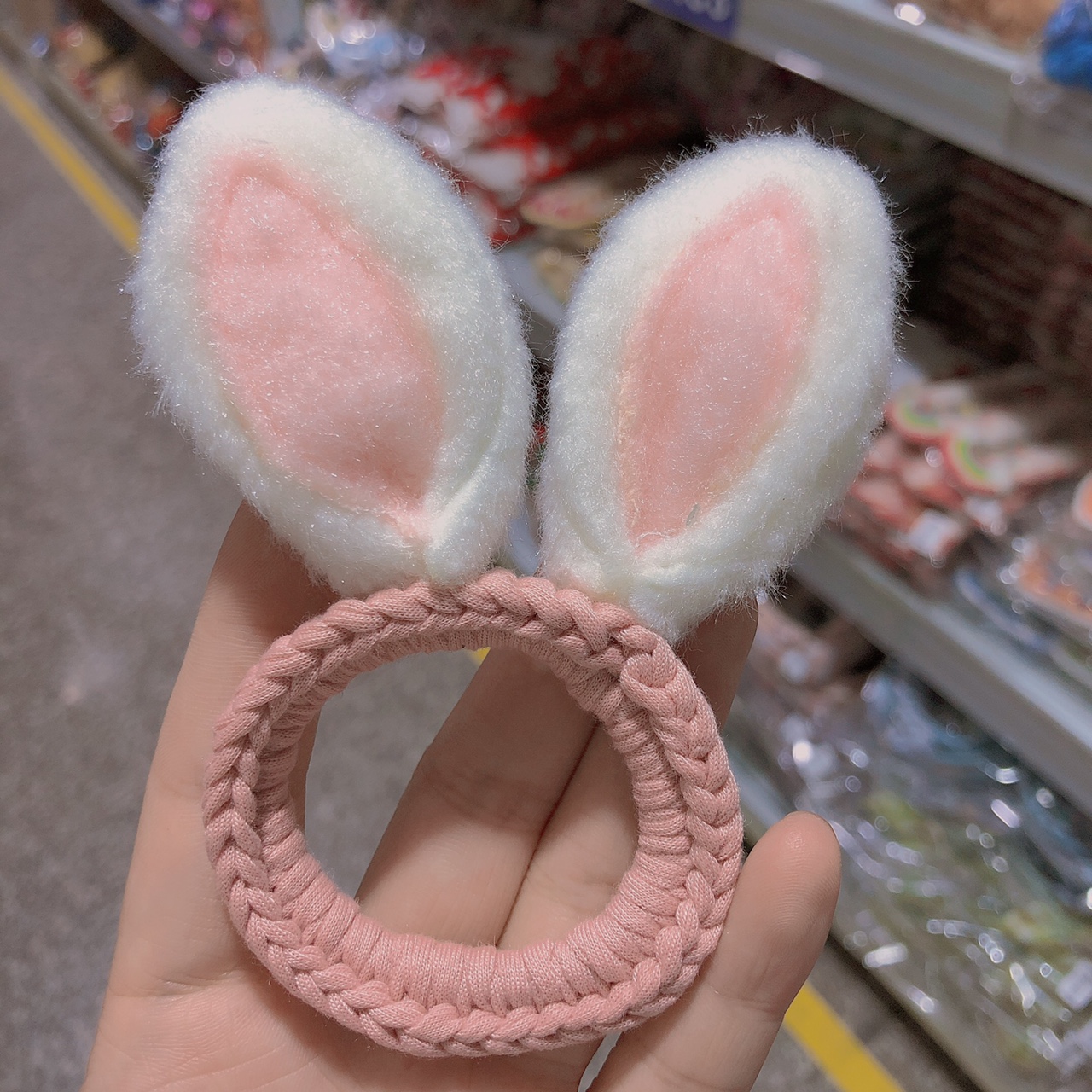 Baby girl cute rabbit ears hand-woven rubber band (Contact customer note color) thumbnail