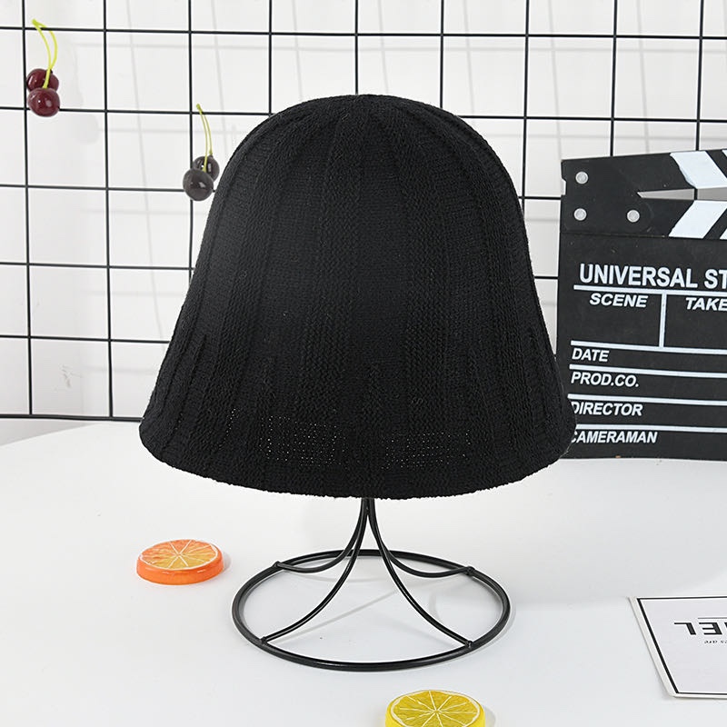 Cashmere pit striped women's bucket hat, fashionable, trendy, casual and versatile hat, a small fisherman hat that shows off your face in autumn and winter details Picture