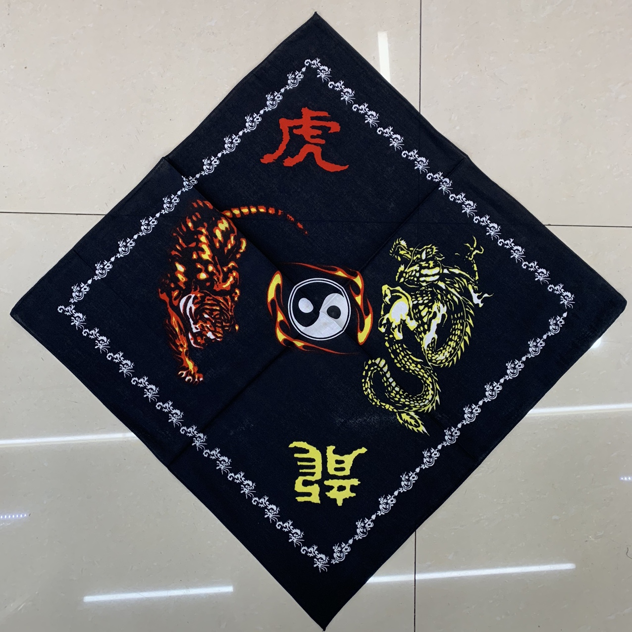 全棉头巾龙虎嘻哈复古汉字方巾