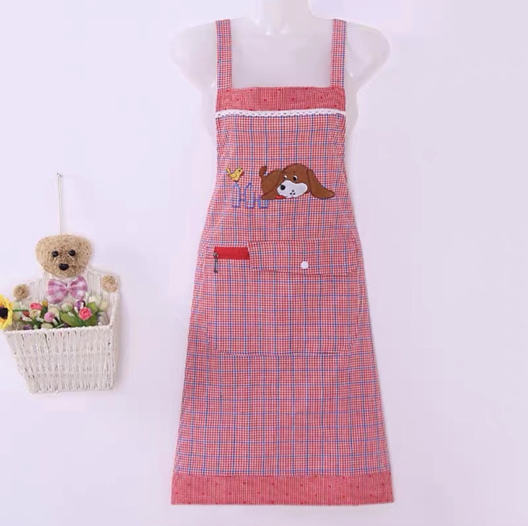 Cotton Check Puppy Zip Apron