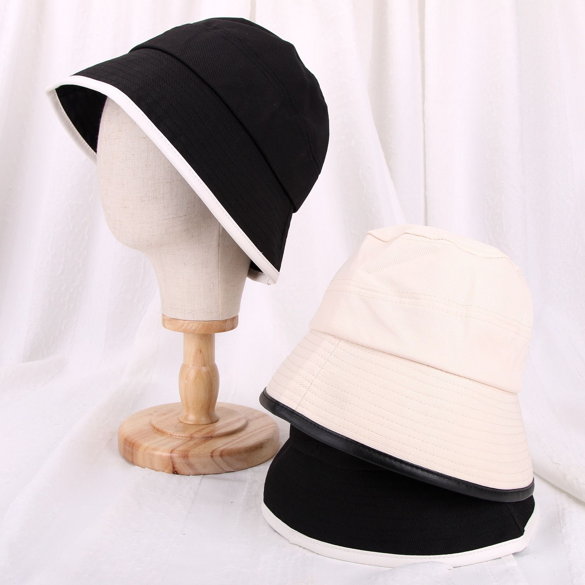 Net red lotus edge sunbonnet work sunscreen hat fisherman hat day tide fisherman hat round hat cotton manufacturers wholesale thumbnail