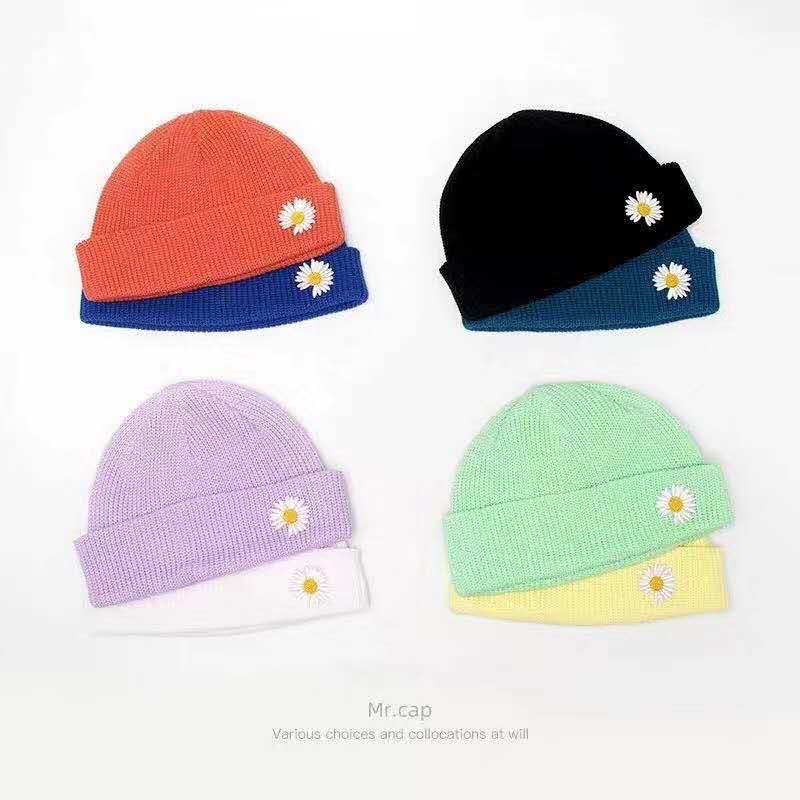 Domestic Sales Explosive Autumn And Winter Pullover Head Wool Small Melon Peel Chrysanthemum Knit Hat