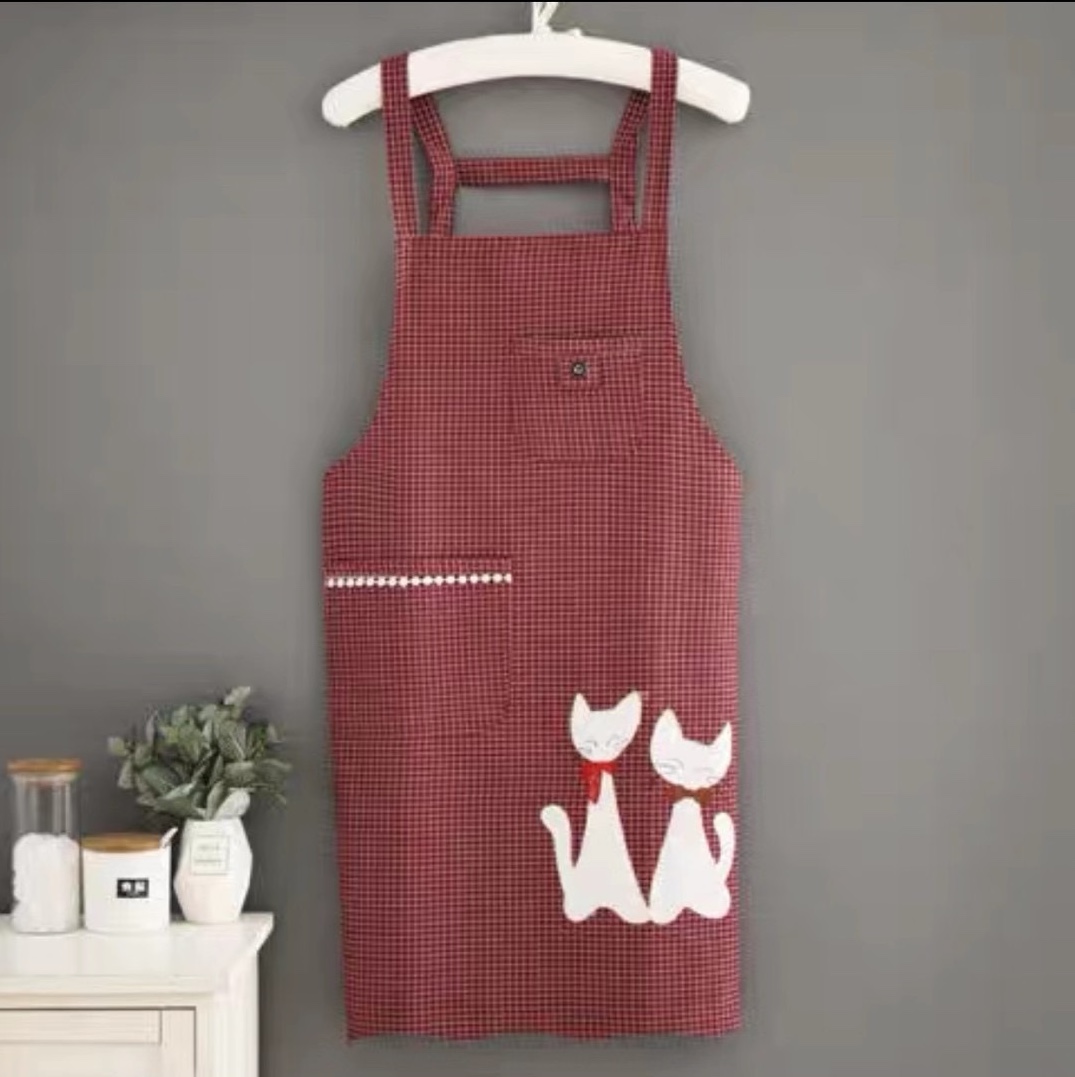 Cotton And Linen Double Cat Apron
