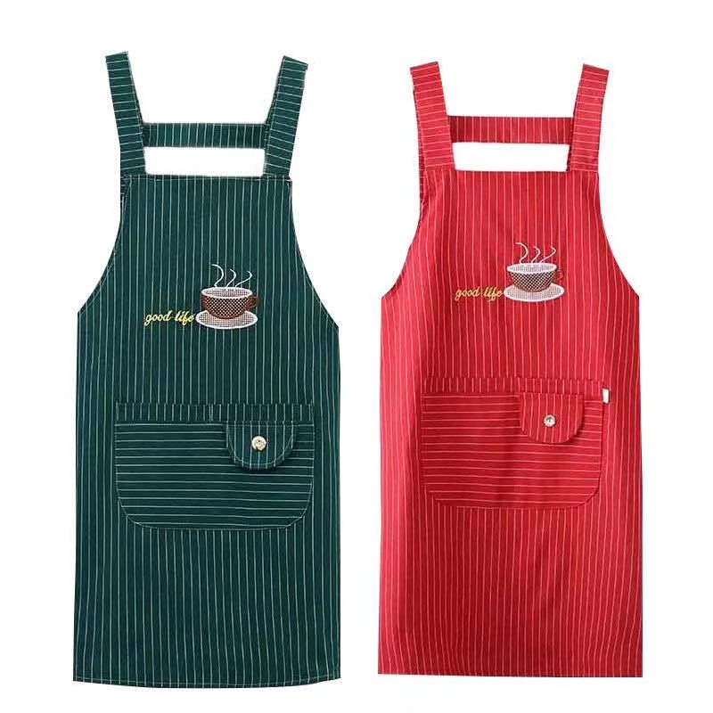 Vertical Striped Tea Flower Apron