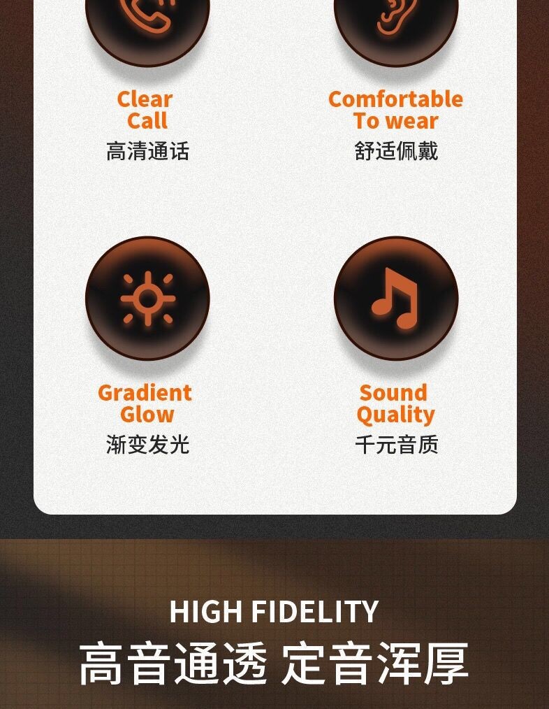 The colorful and luminous Bluetooth wireless headphones are a type of over-ear headset that is compatible with music and calls on all mobile phones and popular headphones detail image 3