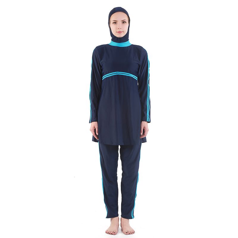 定做伊斯兰穆斯林游泳衣女长袖长裤保守回族泳装Muslim遮肉防晒耐穿纯色外贸厂商批发直销