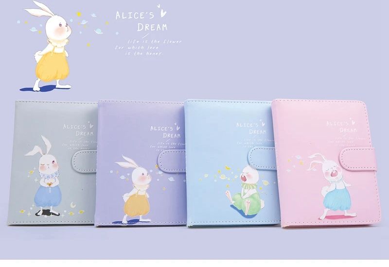 Leather-bound hand ledger 3D girl heart magnetic buckle this diary notebook cute thick C full figure